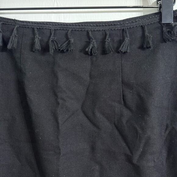 Black Tasseled Linen Blend Mini Skirt Size XS - Picture 2 of 8